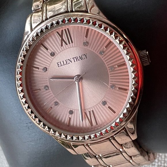 Ellen Tracy Women Wristwatch Rose Gold Tone Analog Quartz Watch - Picture 8 of 12